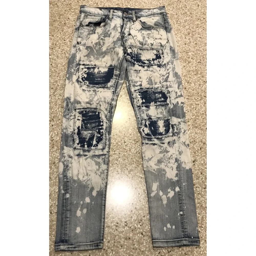 Dope Jeans Mens 28x28 Slim‎ Fit Button Fly 5-Pocket Stretch Flex Denim Blue